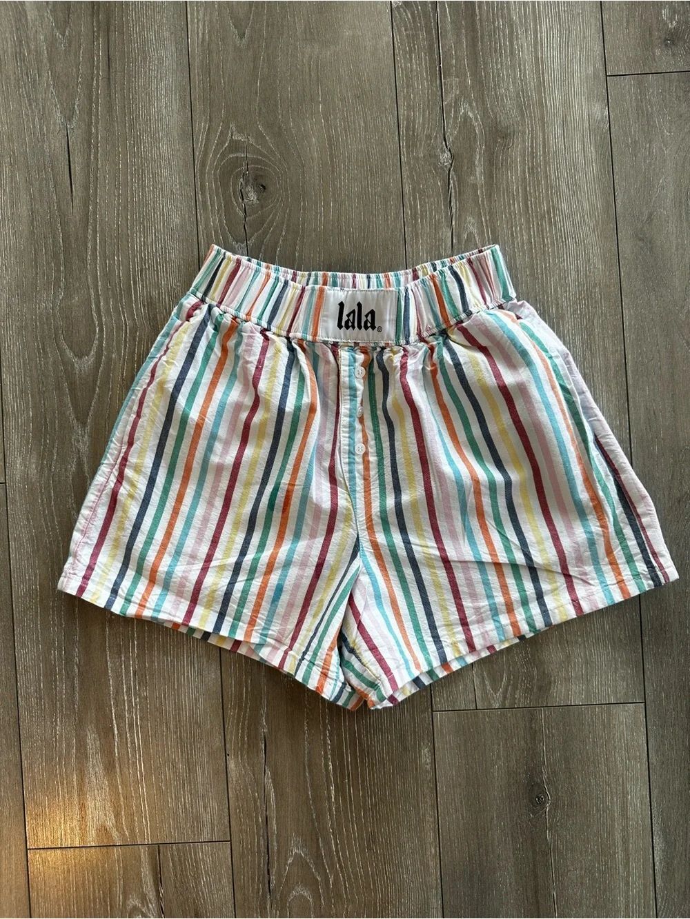 Dressed in Lala | Rainbow Stripe Boxer Shorts Cotton - Picture 10 of 11